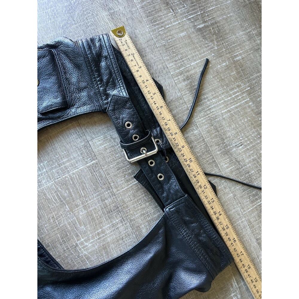 Wilsons Leather Black Motorcycle Chaps Womens M Rear Lace Waist Snap Zip - Picture 4 of 16